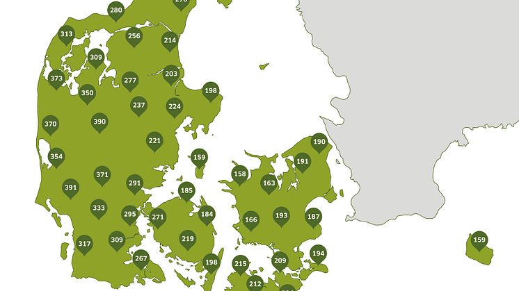 Oversigt over nedbør i vækstsæsonen for nedbør målt i millimeter