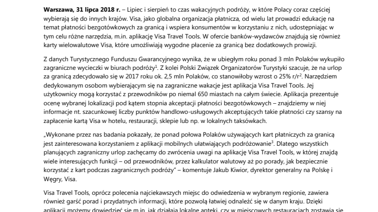 Podróżuj komfortowo dzięki aplikacji Visa Travel Tools