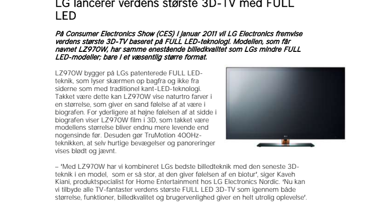 LG lancerer verdens største 3D-TV med FULL LED 