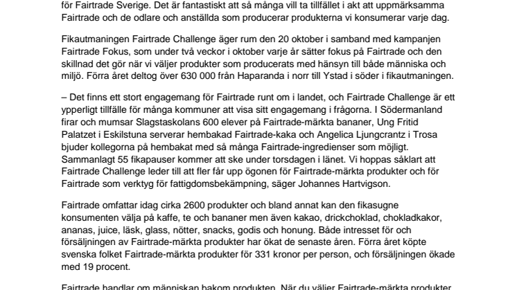 Över 32 300 sörmlänningar deltar i årets stora Fairtrade-fika