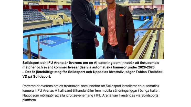 Solidsport AI-satsar i IFU Arena: “Jättehäftigt steg”