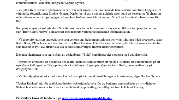 Ny kommunikationsstrategi och identitet för Historiska museet