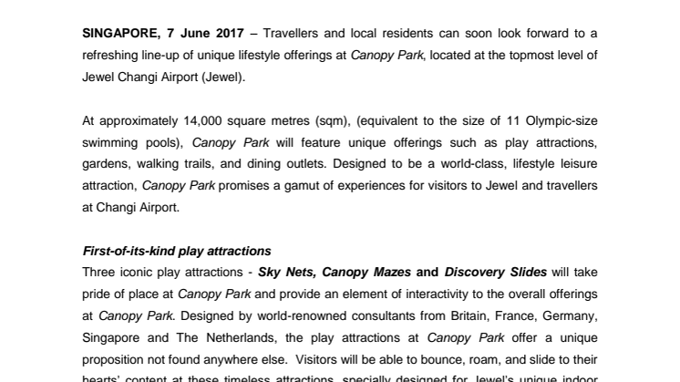 Jewel Changi Airport’s Canopy Park Unveiled