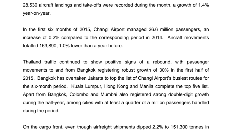 Operating Indicators for June 2015