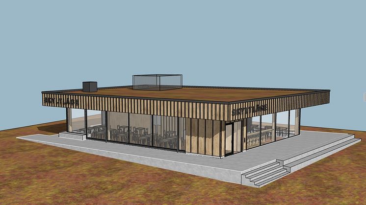 Illustration på kommande restaurangbyggnad på Salviatorget