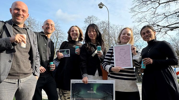 Det vinnande teamet bakom Solander Ring (från vänster Jacopo Gennari Feslikenian, Giacomo Gallo, Agnese Marcigliano, Xinyi Xiang, Nancy Smolka, Ishaani Paresh Shah). Foto: Florian Steiner.