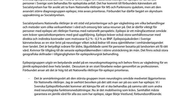 Vi vill ha Nationella riktlinjer för epilepsivården – nu!