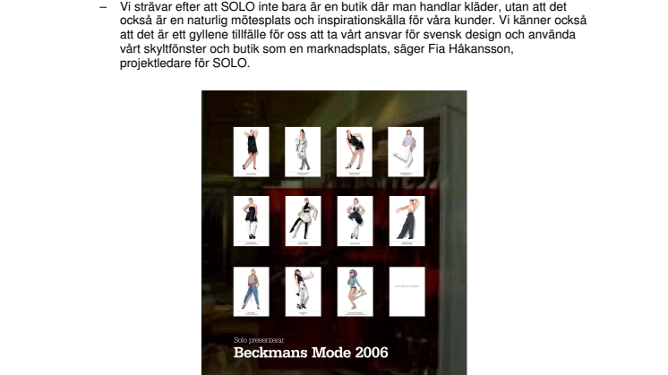 SOLO presenterar Beckmans Mode 2006