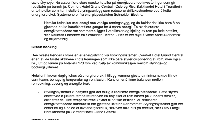 Grønn sommer for norske hoteller med redusert energiforbruk