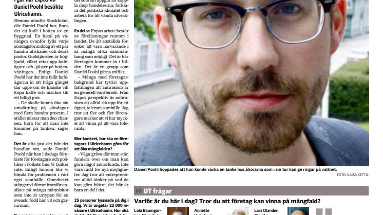 Daniel Poohl intervjuad i Ulricehamns Tidning