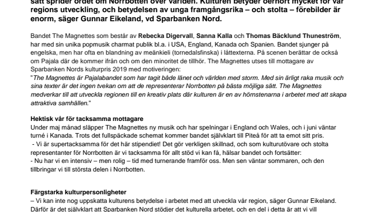 The Magnettes får Sparbanken Nords kulturpris