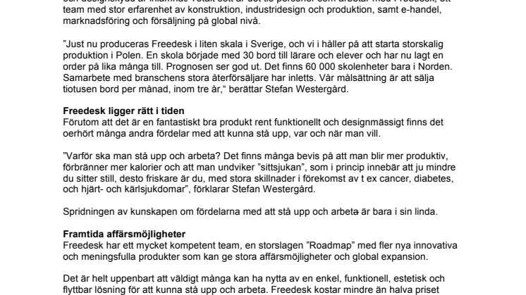 Freedesk, lösningen mot sittsjukan