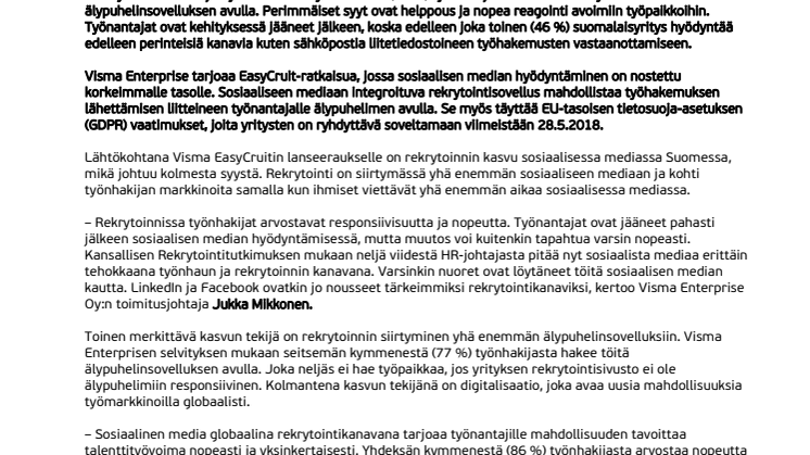 Suomalaiset työnhakijat haluavat hakea töitä sosiaalisessa mediassa