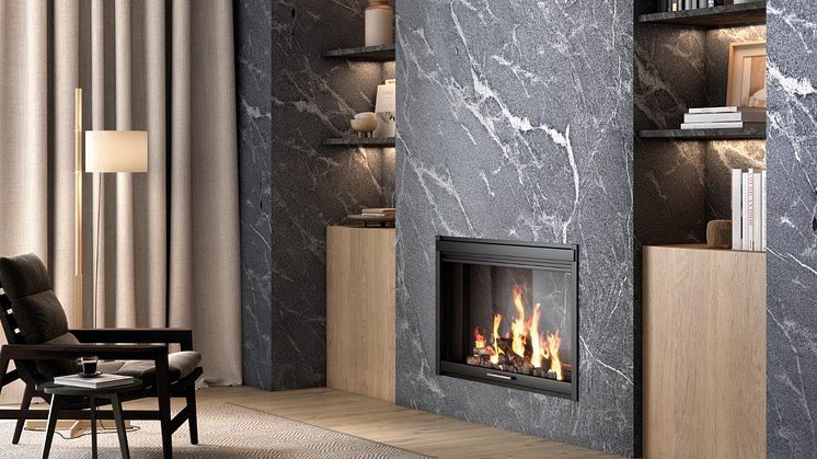 Eldstad i graniten Silver Grey- Sensa by Cosentino