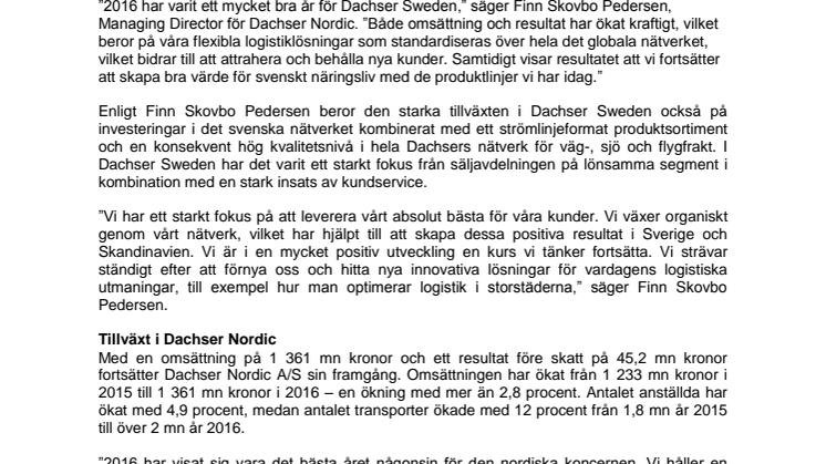Dachser växer i Sverige 