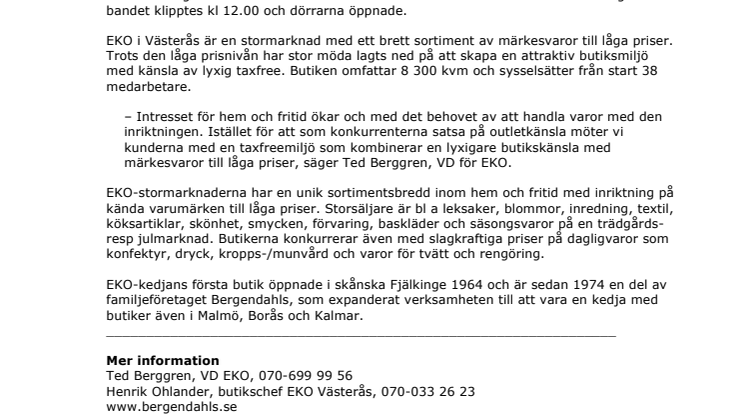 Succé när EKO öppnade stormarknad med taxfree-känsla i Västerås