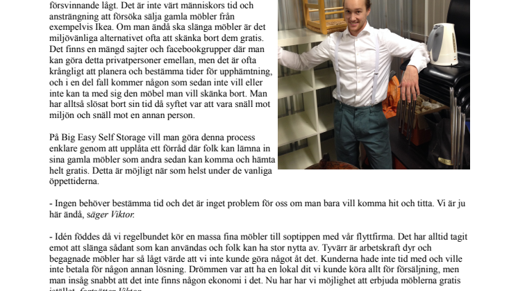 BigEasy ReGive gör enkelt att återvinna begagnade möbler!