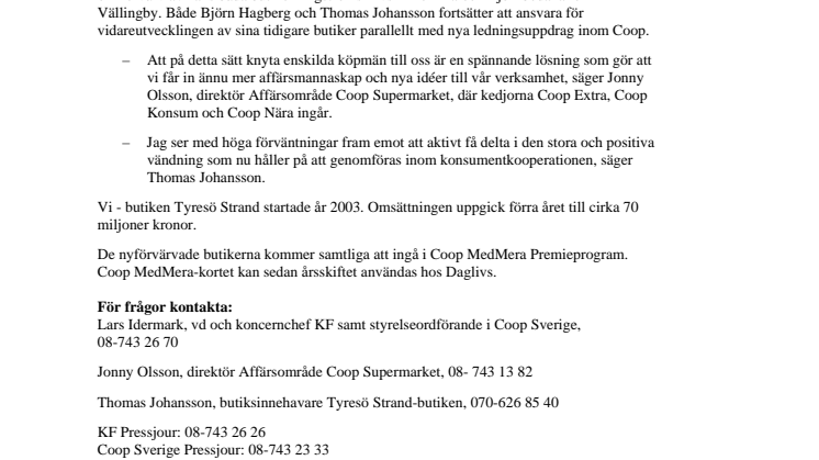 KF och Coop köper ännu en Vi - butik