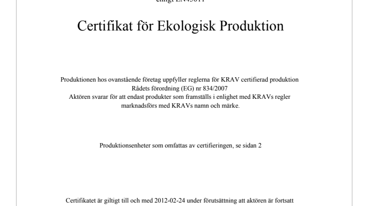 Herrljunga Cider har KRAV-certifierat sin produktion