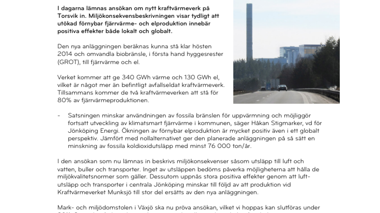 Vi söker tillstånd för nytt kraftvärmeverk