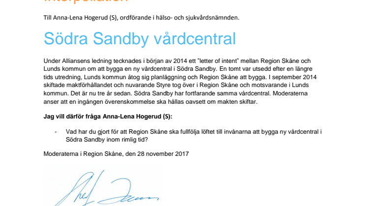 När får Södra Sandby sin vårdcentral?