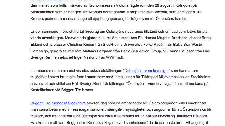 Seminarium om Östersjöns framtid med Initiativet Hållbara Hav