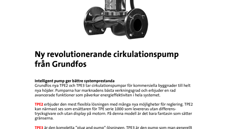 Ny revolutionerande cirkulationspump från Grundfos