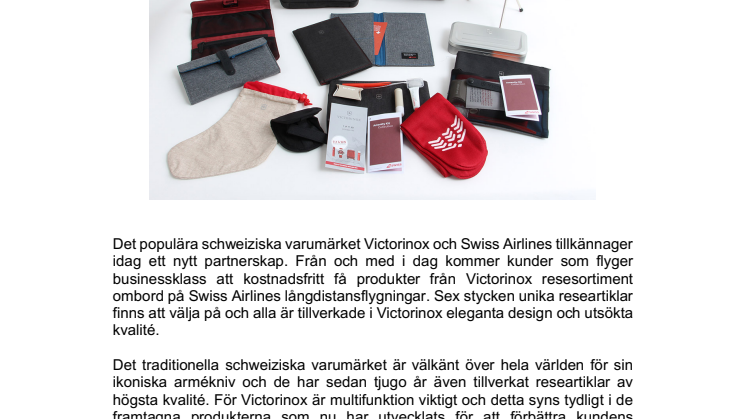 Victorinox och SWISS Airlines inleder unikt samarbete