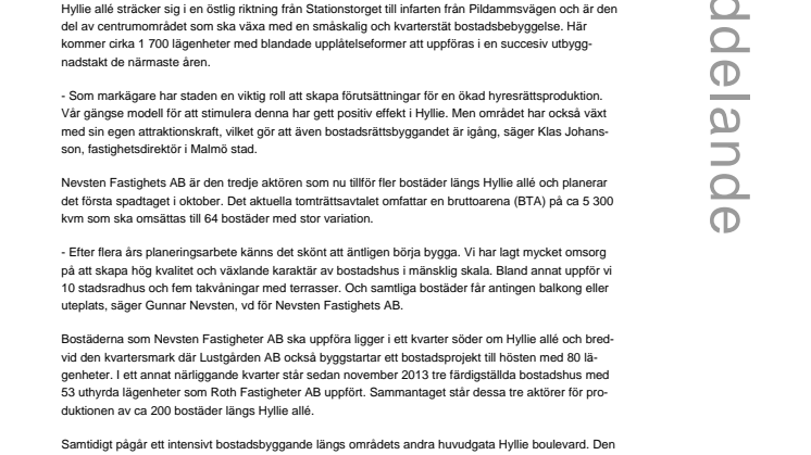 Bostadsproduktion med variation ger stadsradhus i Hyllie