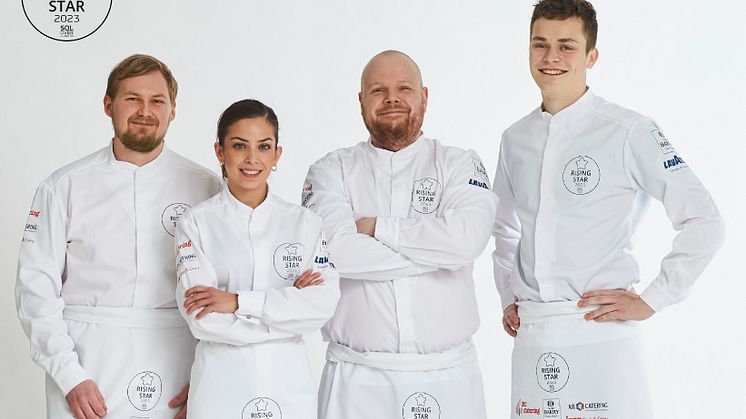 Sol over Gudhjem Rising Star 2023 deltagere fra venstre: Mads Søholm Jørgensen, Rebecca Victoria P Siri Corbo, Thomas Hust og Tobias Werner Isaksen