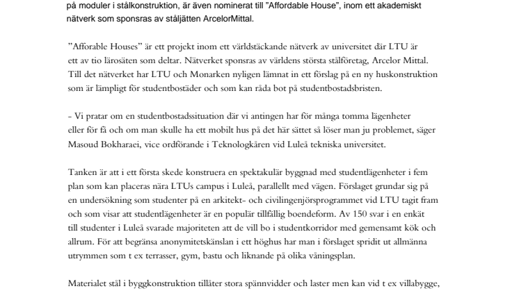Flexibelt stålhus kan lösa studentbostadsbrist
