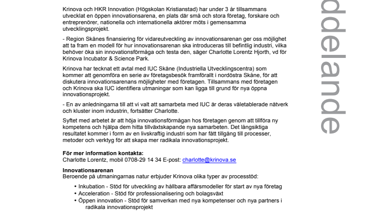 Regionens satsning på innovationsarenor stärker skånsk industri