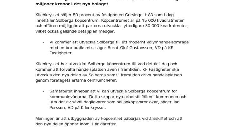 KF Fastigheter och Kilenkrysset investerar 140 miljoner i Strängnäs