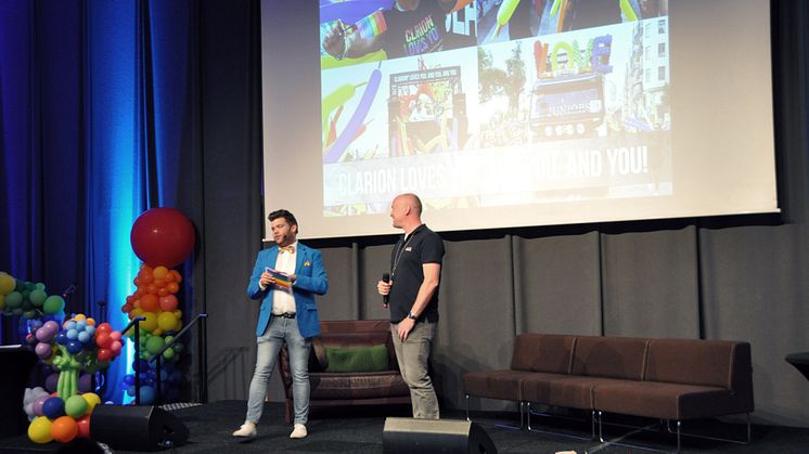 Invigningsevent på Clarion Hotel, här med Christian Gerdes Festivalchef Stockholm Pride.