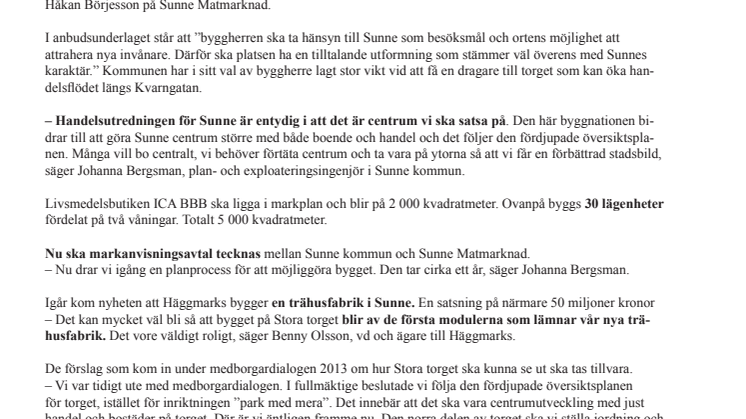 Sunne Matmarknad byggherre på Stora torget