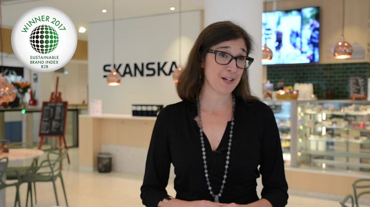 Lena Hök, Skanska om vinsten i Sustainable Brand Index B2B 2017 (lång version)