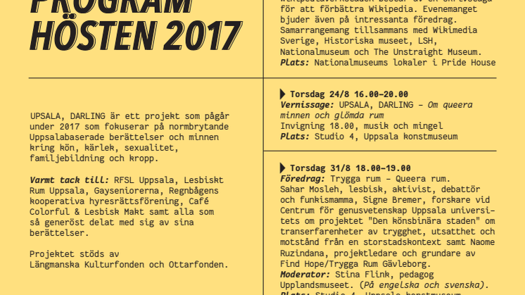 UPSALA, DARLING - programblad hösten 2017