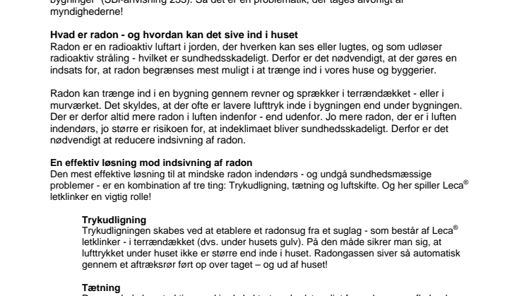 Et sundt hus - er et radonsikret hus