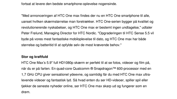 NU KOMMER HTC ONE I SUPERSIZE FORMAT