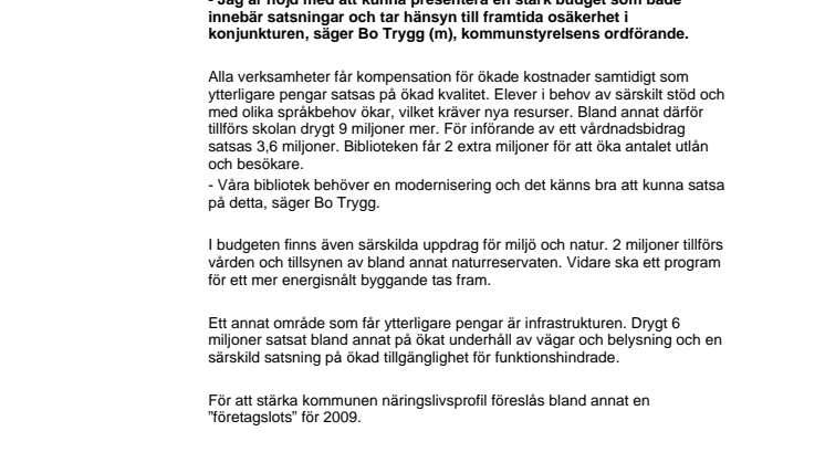 Miljö och kvalitet i Huddinges budget