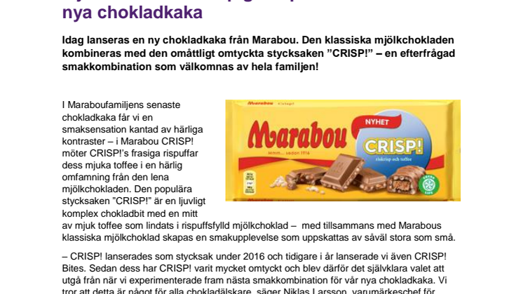 Mjuk toffee och krispiga rispuffar i Marabous nya chokladkaka
