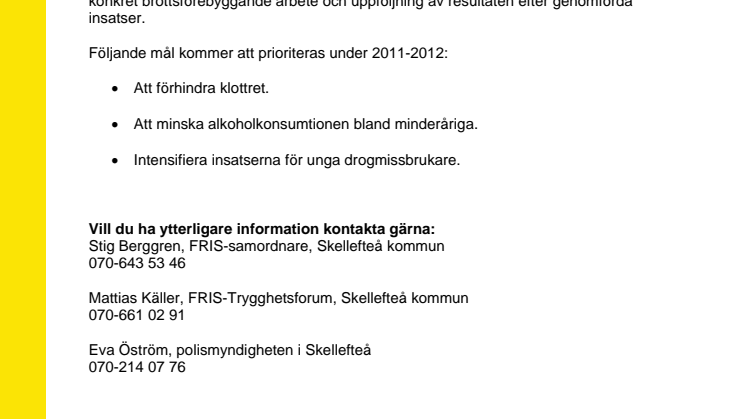 Nytt samverkansavtal mellan Skellefteå kommun och polismyndigheten i Skellefteå för 2011-2012