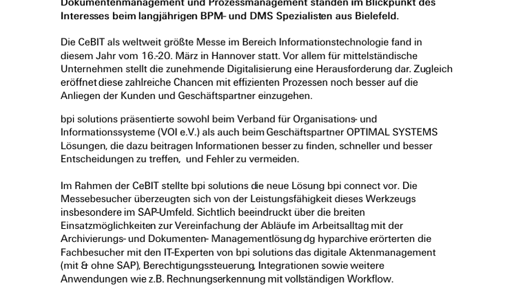 Großes Interesse an bpi connect auf der CeBIT 2015