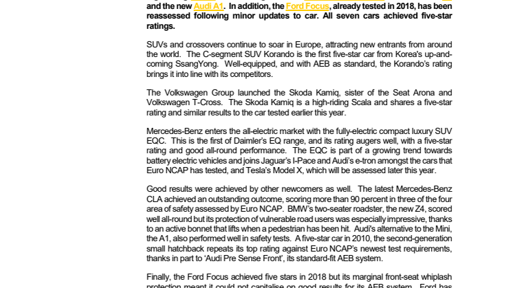 Euro NCAP press release - September 2019