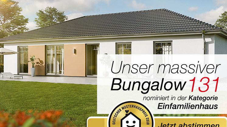 Deutscher Musterhauspreis 2018: Bungalow 131 ist nominiert!
