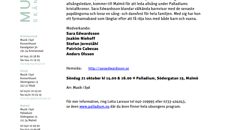 Allsång med Sara Edwardsson!