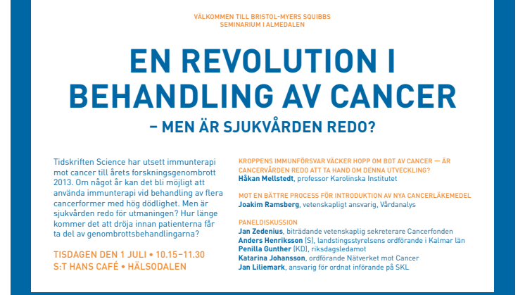 Bristol-Myers Squibbs seminarium i Almedalen - program