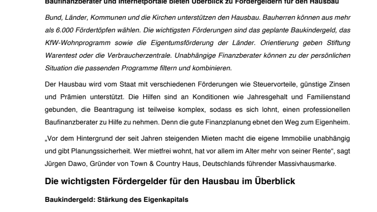 Wie hilft der Staat beim Hausbau?