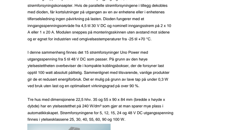 Smal diode for redundans av strømforsyninger