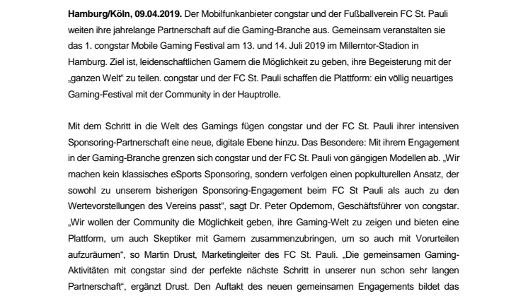 congstar und der FC St. Pauli erweitern Partnerschaft
